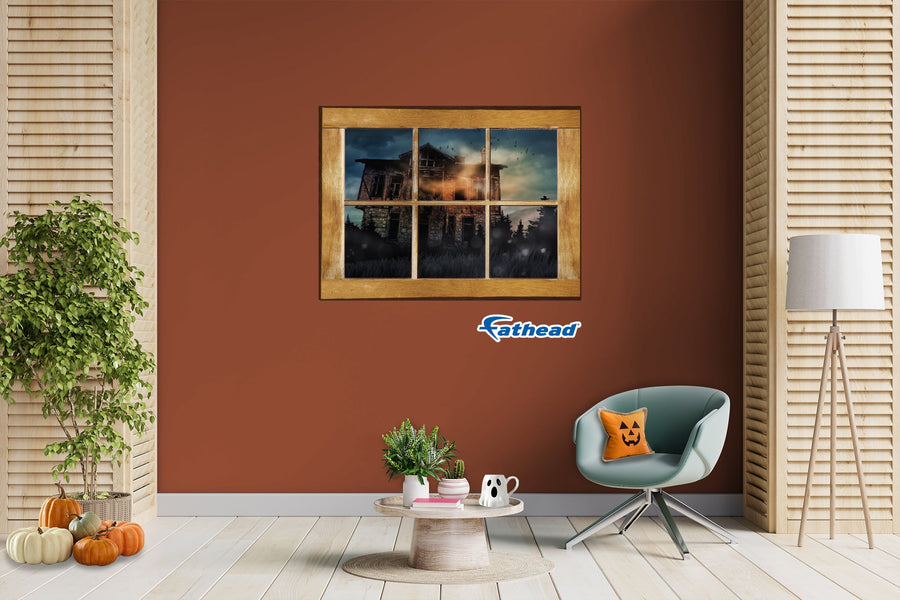 Halloween:  Abandoned House Icon Instant Windows        -   Removable Wall   Adhesive Decal