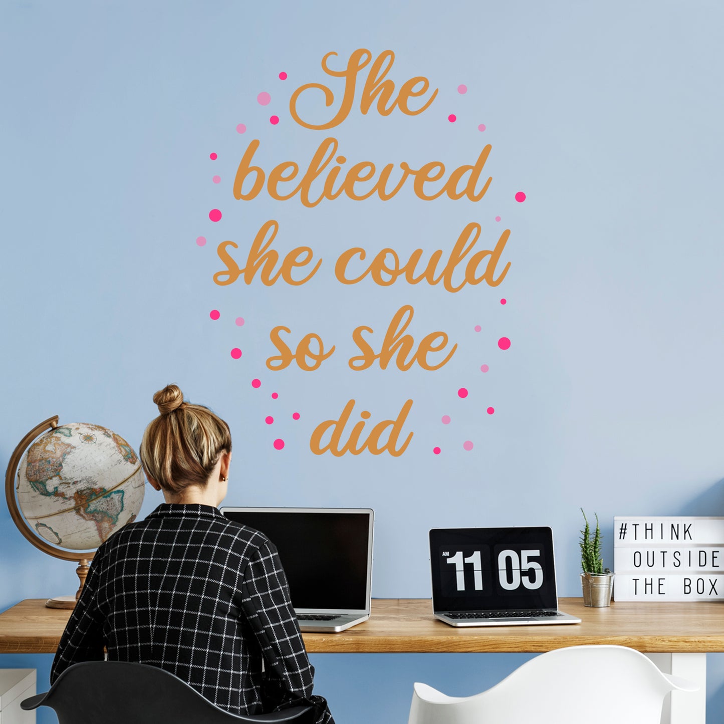 Pre-mask She Believed She Could So She Did  - Removable Wall Decal