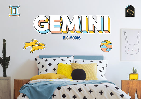 Zodiac: Gemini         - Officially Licensed Big Moods Removable     Adhesive Decal