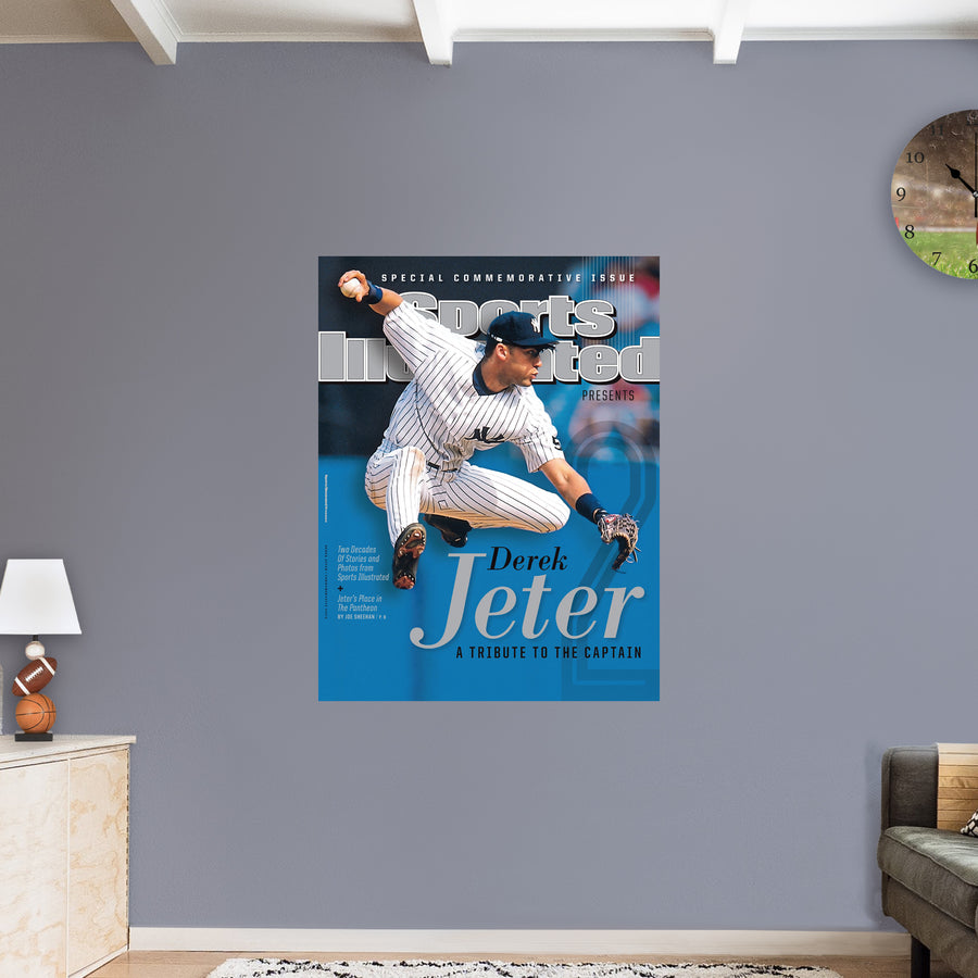 Derek Jeter - September 2014 Commemorative Sports Illustrated Cover - Peel & Stick Poster - Official MLB - New York Yankees - Reusable Vinyl Wall Decal