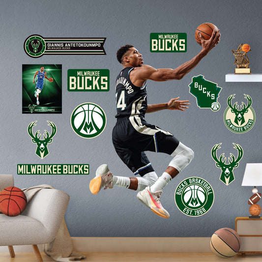 Milwaukee Bucks: Giannis Antetokounmpo  Scoop        - Officially Licensed NBA Removable     Adhesive Decal