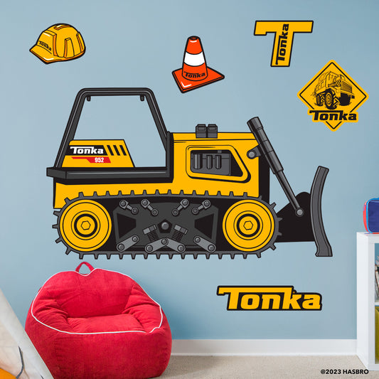 Tonka Trucks: Bulldozer Classic RealBig        - Officially Licensed Hasbro Removable     Adhesive Decal