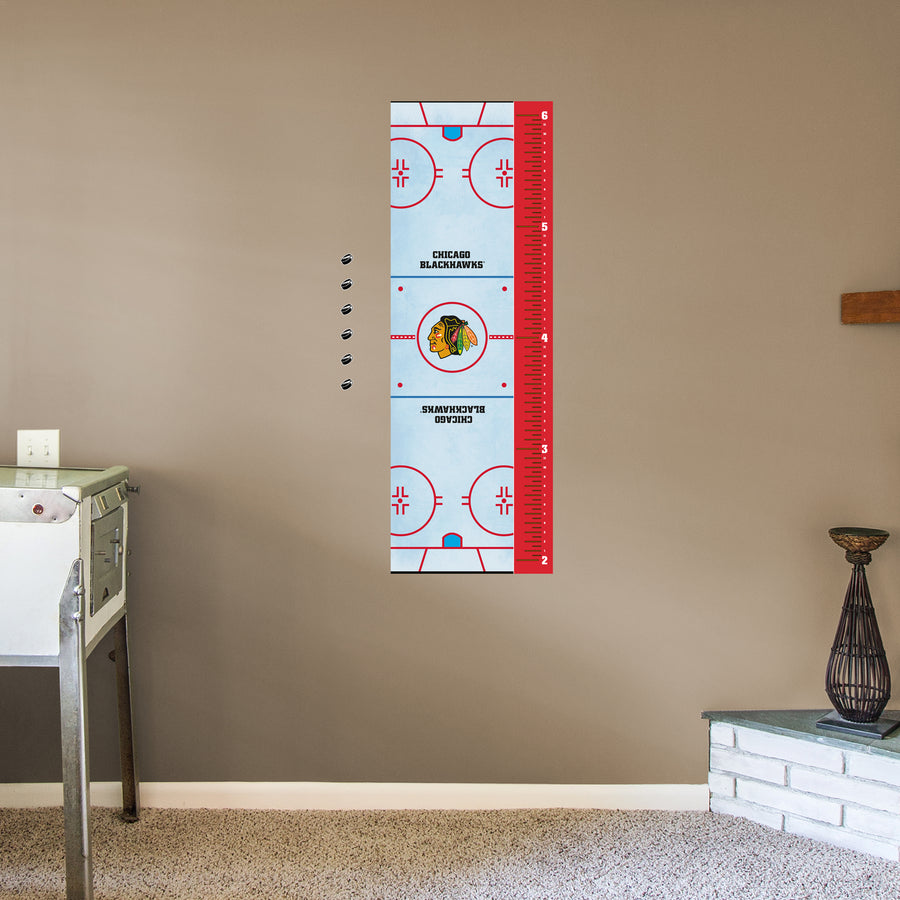 Rink - Growth Chart - Official NHL - Chicago Blackhawks - Reusable Vinyl Wall Decal