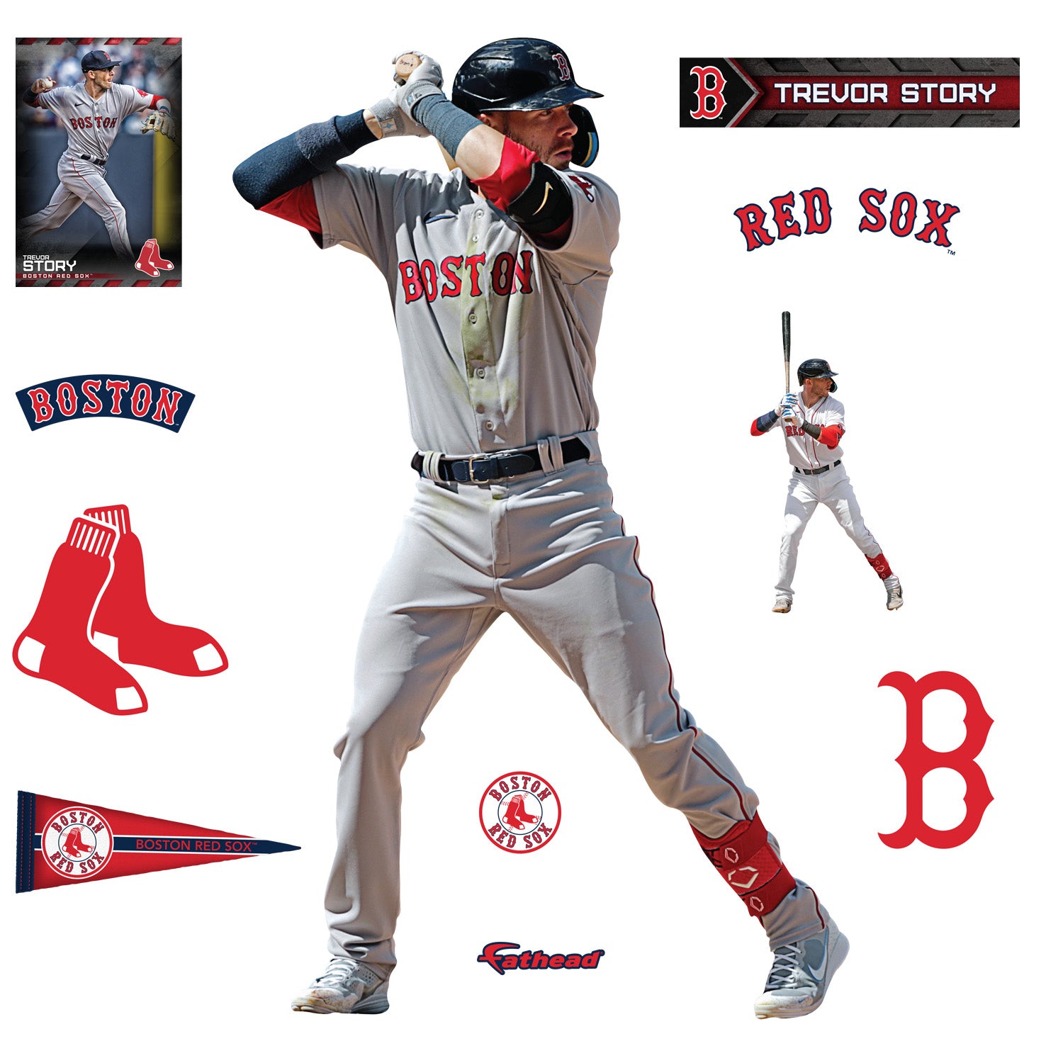 Dustin Pedroia for Boston Red Sox: Throwing - MLB Removable Wall Decal Giant Athlete + 2 Wall Decals 24W x 51H