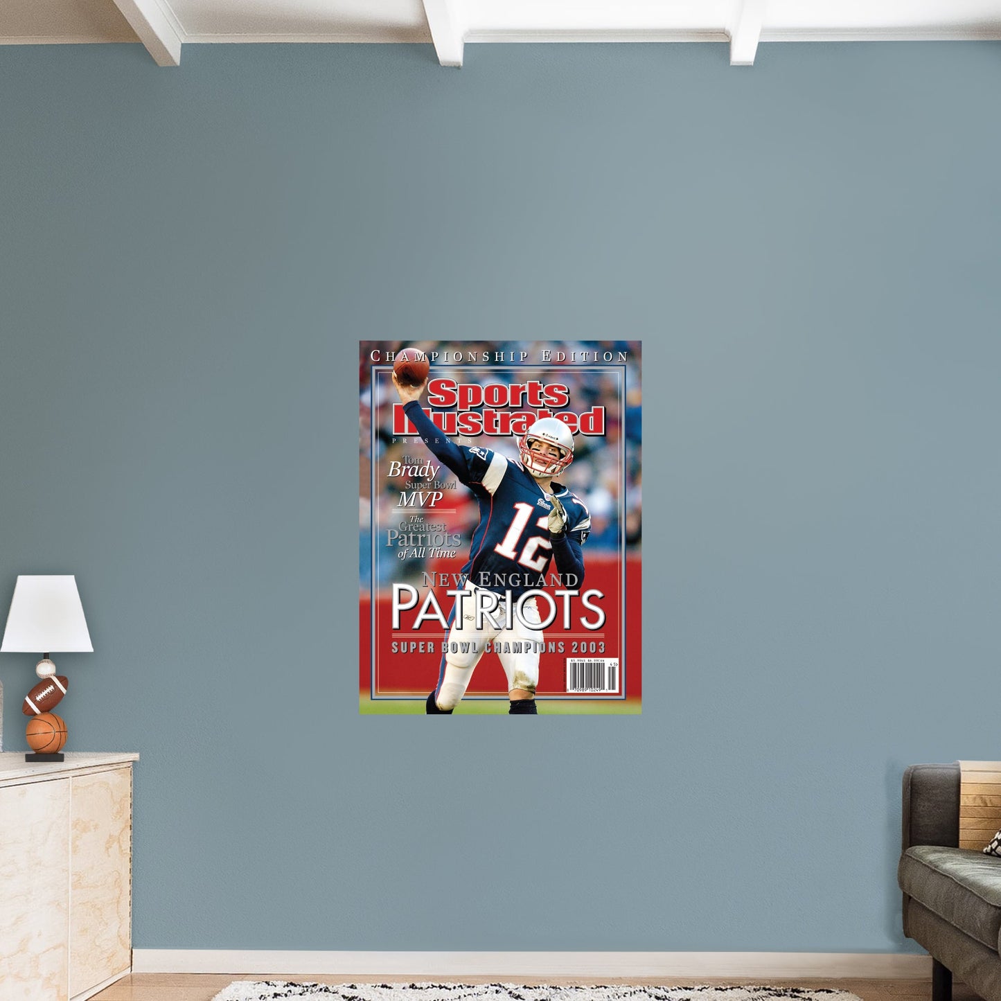 New England Patriots: Tom Brady February 2004 Sports Illustrated Cover - Officially Licensed NFL Removable Adhesive Decal