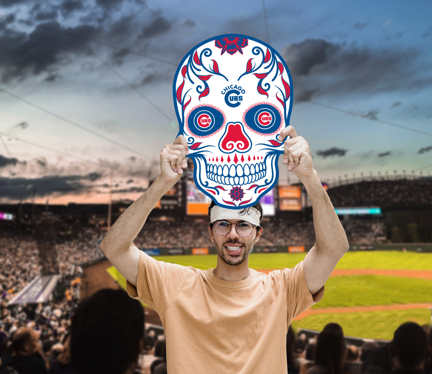 Chicago Cubs: Skull Foam Core Cutout - Officially Licensed MLB Big Head