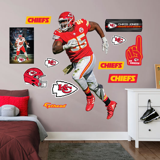 Kansas City Chiefs: Chris Jones         - Officially Licensed NFL Removable     Adhesive Decal