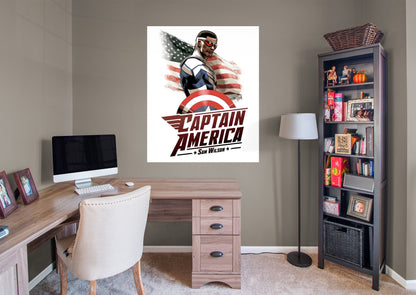 Avengers: Captain America (Sam Wilson) Flag Mural        - Officially Licensed Marvel Removable Wall   Adhesive Decal