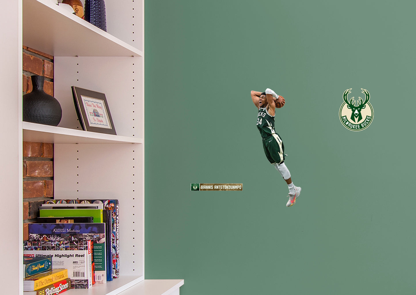 Milwaukee Bucks: Giannis Antetokounmpo 2021 Dunking        - Officially Licensed NBA Removable Wall   Adhesive Decal