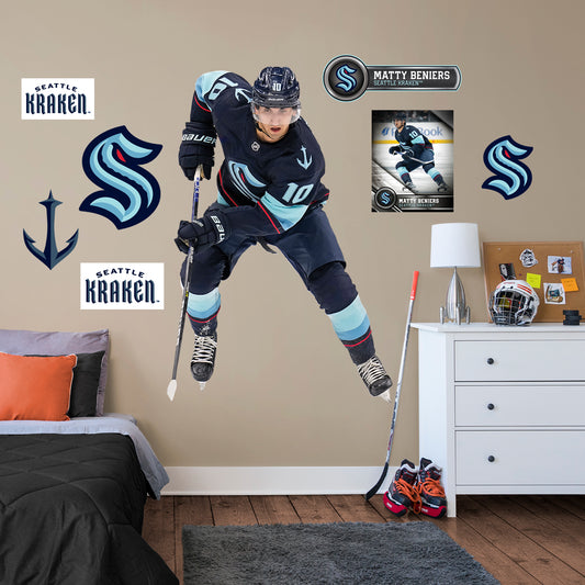 Seattle Kraken: Matty Beniers 2022        - Officially Licensed NHL Removable     Adhesive Decal