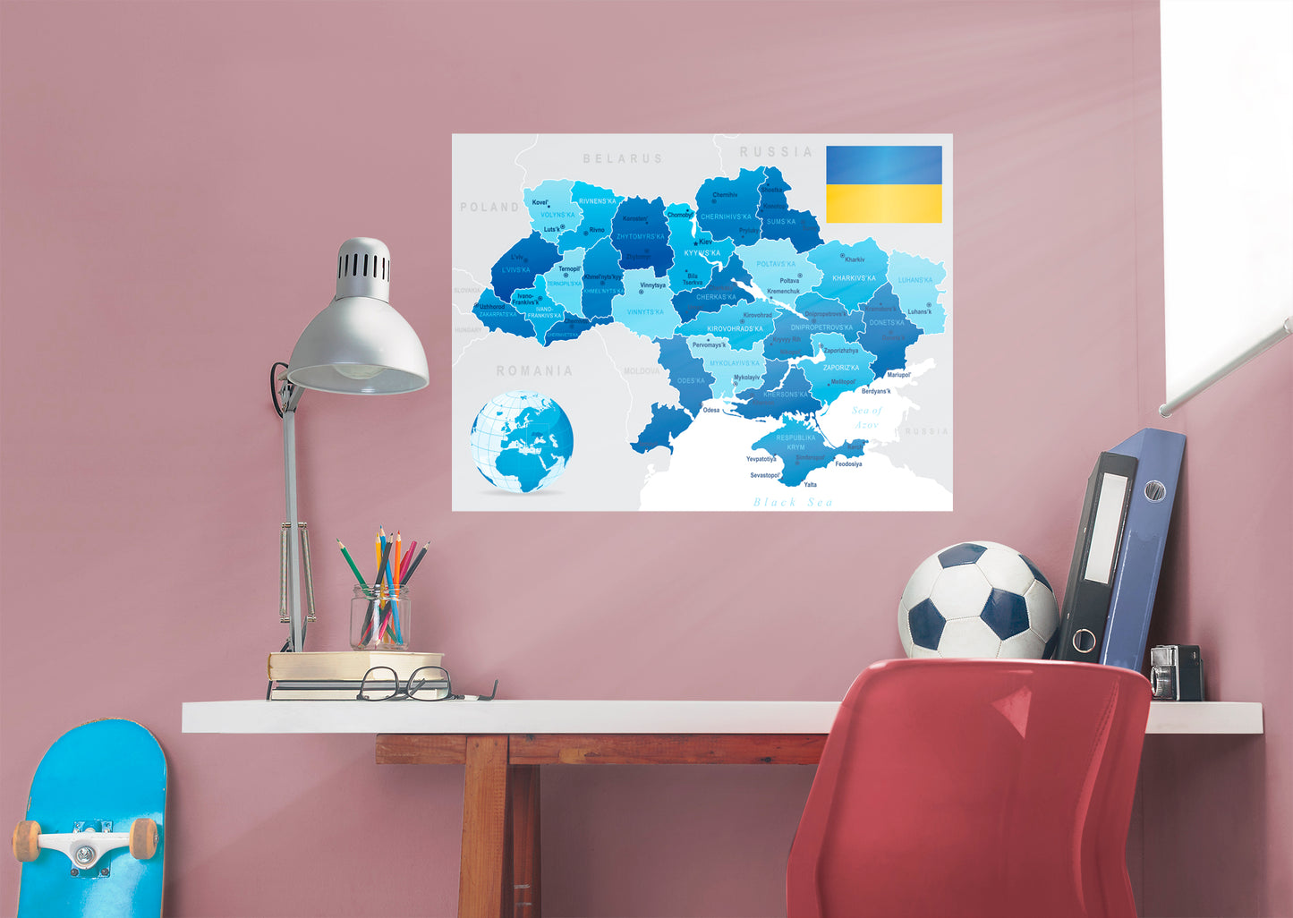 Maps of Europe: Ukraine Mural        -   Removable Wall   Adhesive Decal