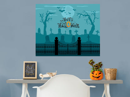 Halloween:  Cemetery Mural        -   Removable Wall   Adhesive Decal