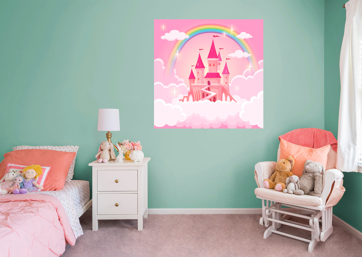 Nursery:  Rainbow Mural        -   Removable Wall   Adhesive Decal