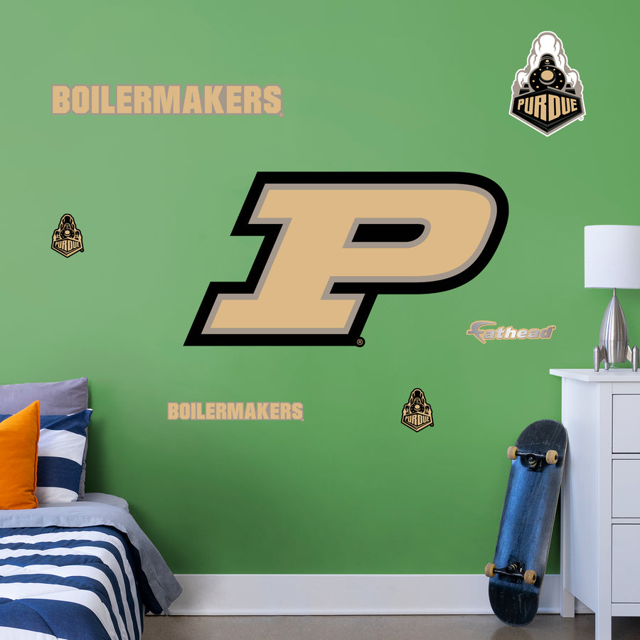 Purdue Boilermakers P - RealBig Logo Collection - Official NCAA - Purdue Boilermakers - Reusable Vinyl Wall Decals