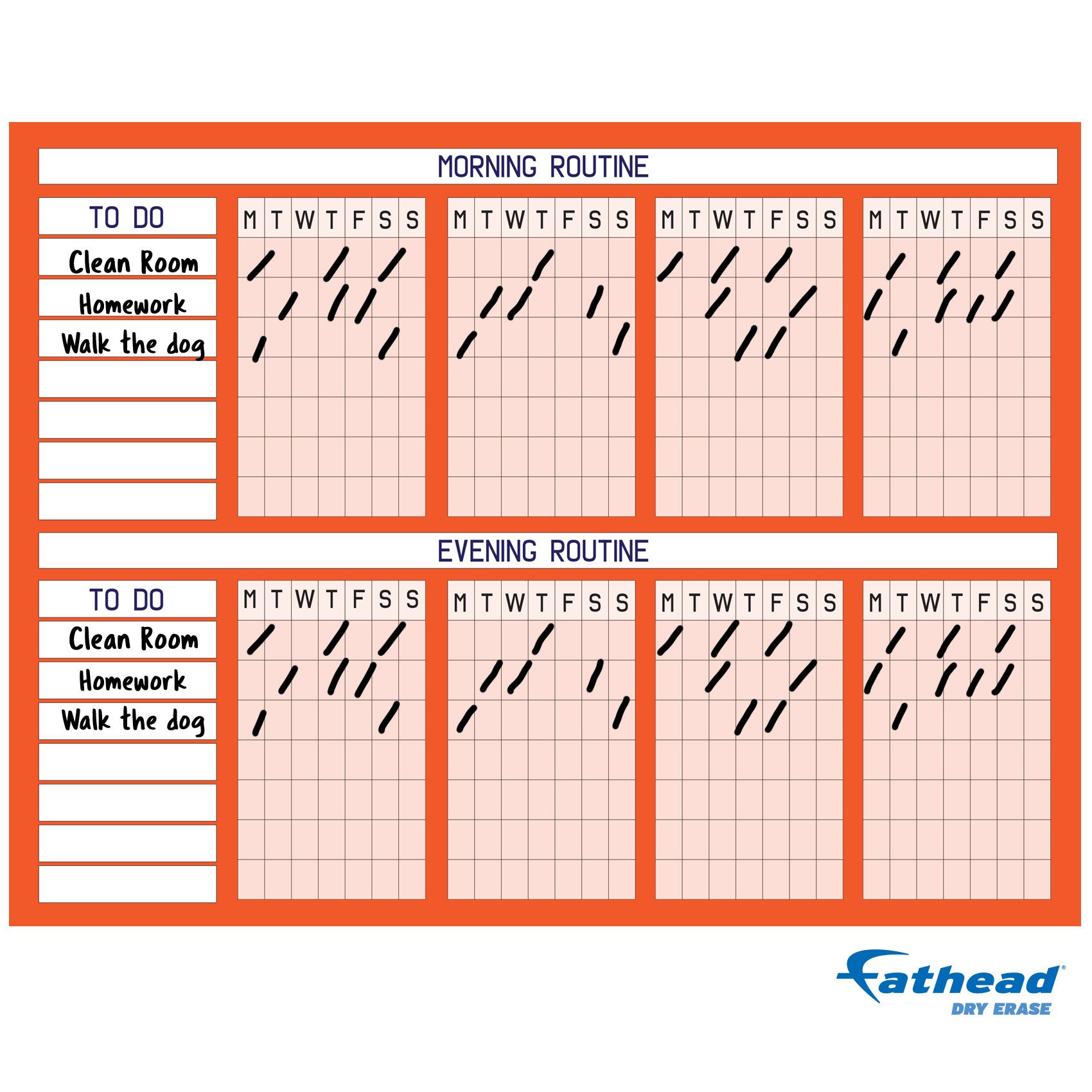 Chart: Red Routine Chart Dry Erase - Removable Adhesive Decal – Fathead