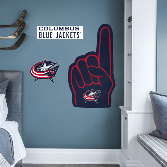 Columbus Blue Jackets:    Foam Finger        - Officially Licensed NHL Removable     Adhesive Decal