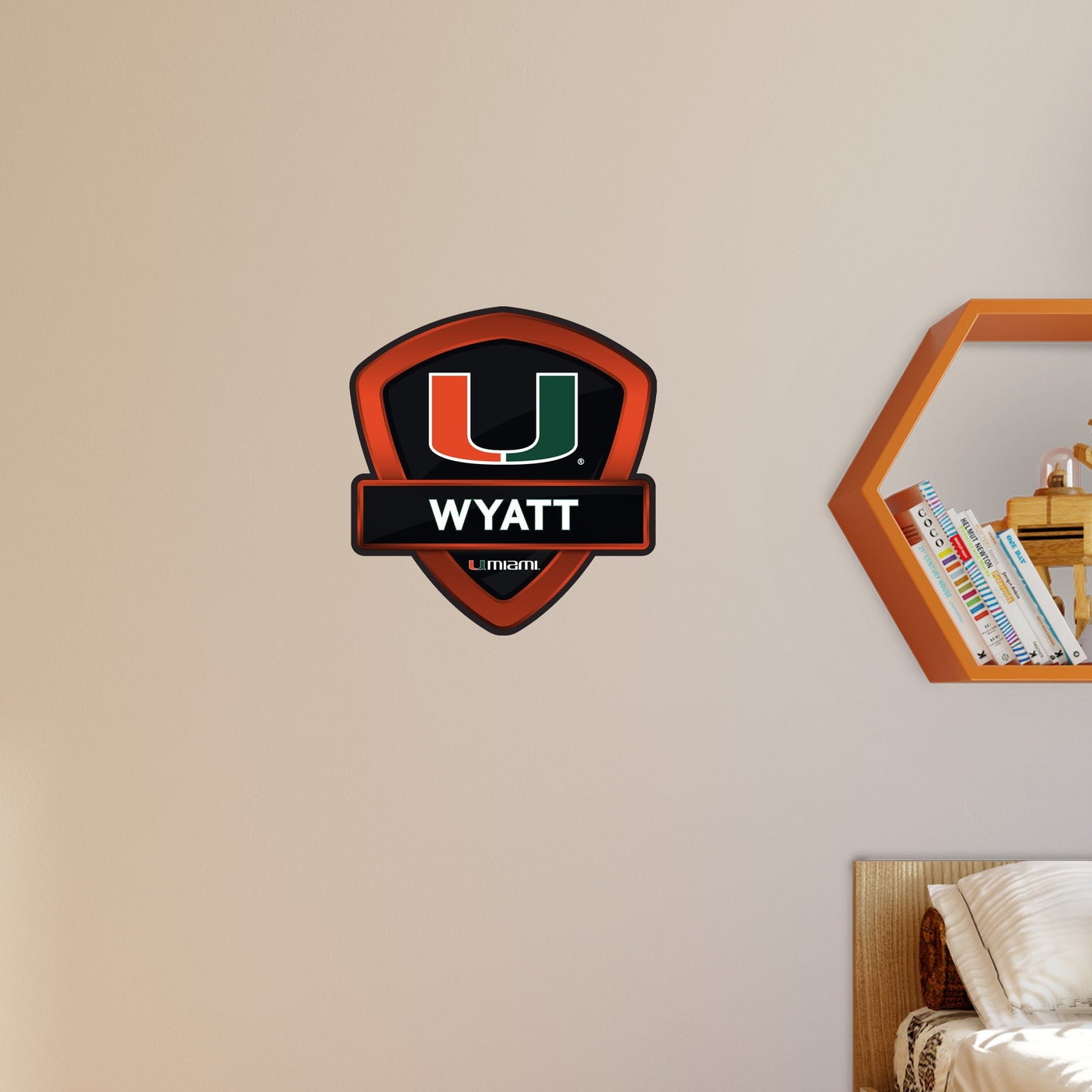 Miami Hurricanes:   Badge Personalized Name        - Officially Licensed NCAA Removable     Adhesive Decal