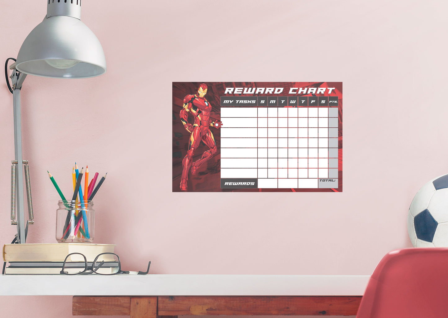 Avengers: IRON MAN Reward Chart Dry Erase        - Officially Licensed Marvel Removable Wall   Adhesive Decal