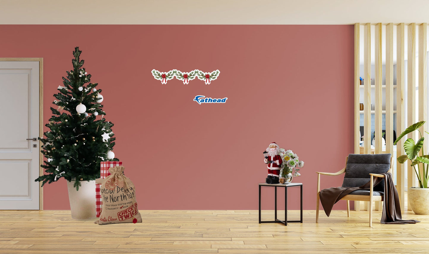 Christmas: Three Red Ribbons Icon - Removable Adhesive Decal