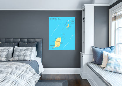 Maps of North America: Grenada Mural        -   Removable Wall   Adhesive Decal