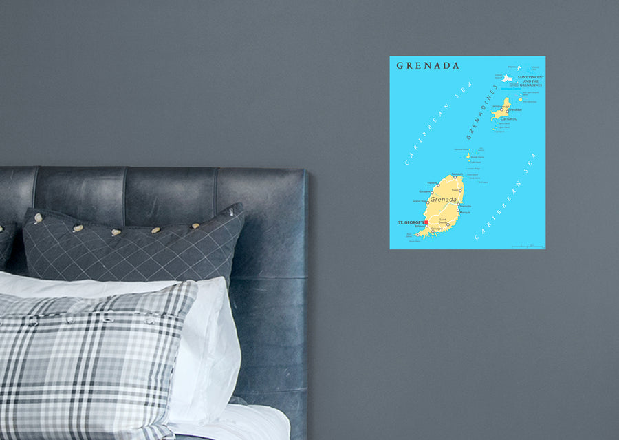 Maps of North America: Grenada Mural        -   Removable Wall   Adhesive Decal