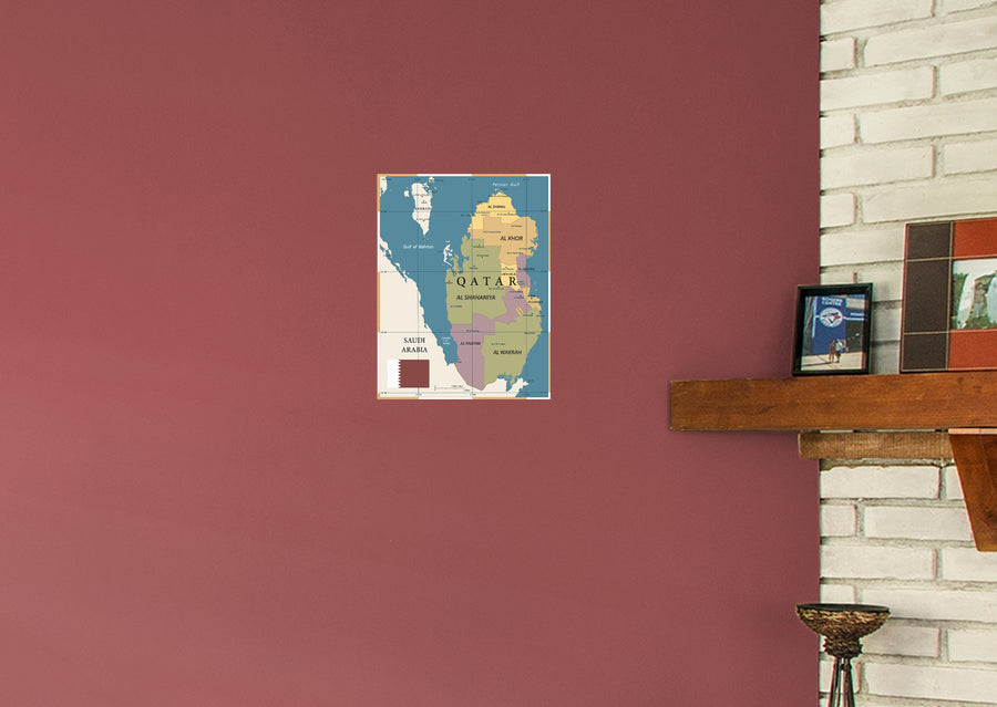 Maps of Asia: Qatar Mural        -   Removable Wall   Adhesive Decal