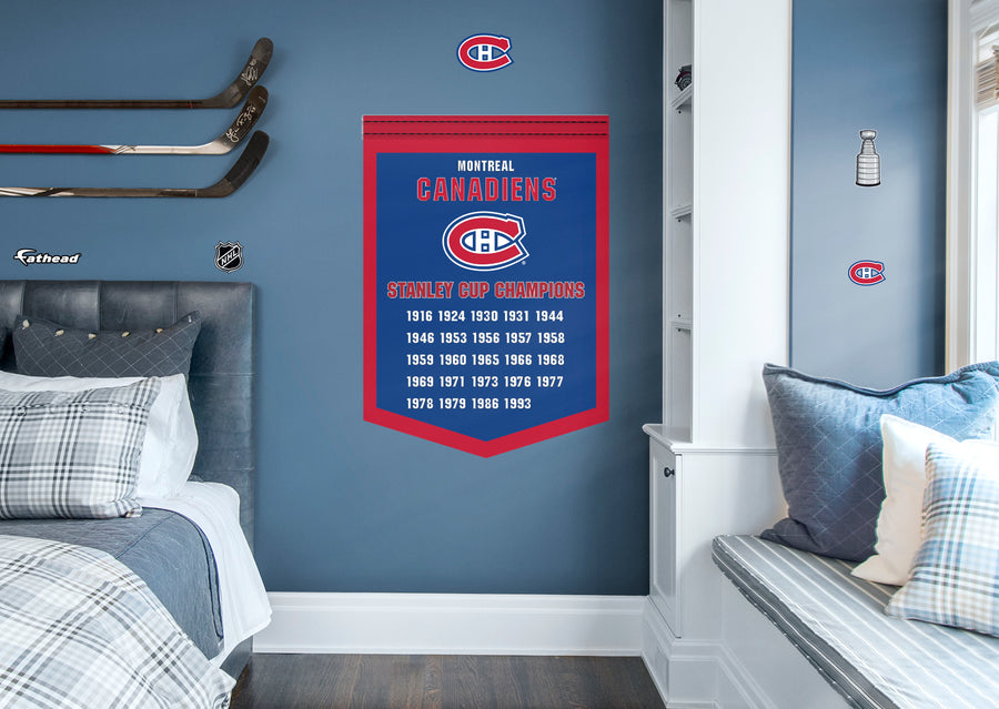 Montreal Canadiens - RealBig Stanley Cup Championships Banner Collection - Official NHL - Montreal Canadiens - Reusable Vinyl Wall Decals