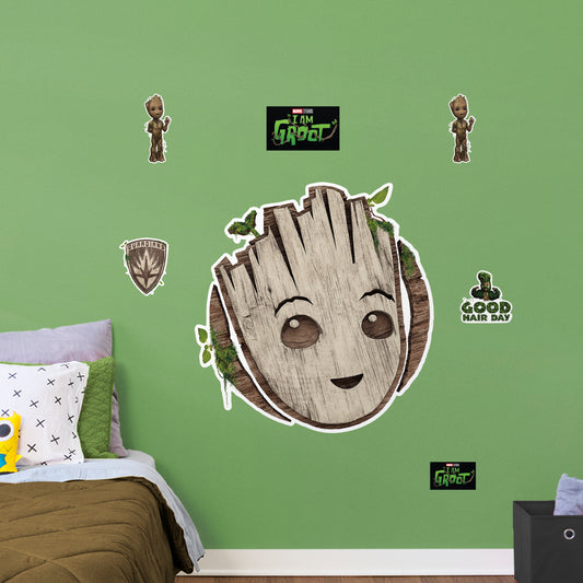 I am Groot: Groot Wooden Badge Icon        - Officially Licensed Marvel Removable     Adhesive Decal
