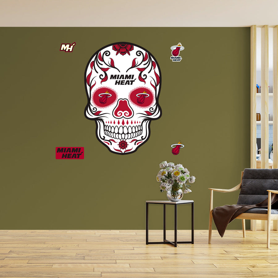 Miami Heat - RealBig Sugar Skull Collection - Official NBA - Reusable Vinyl Wall Decals