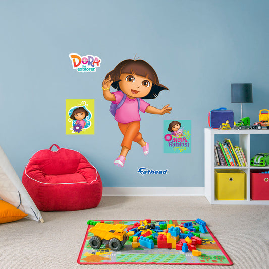 Dora the Explorer:  Dora running RealBig        - Officially Licensed Nickelodeon Removable     Adhesive Decal