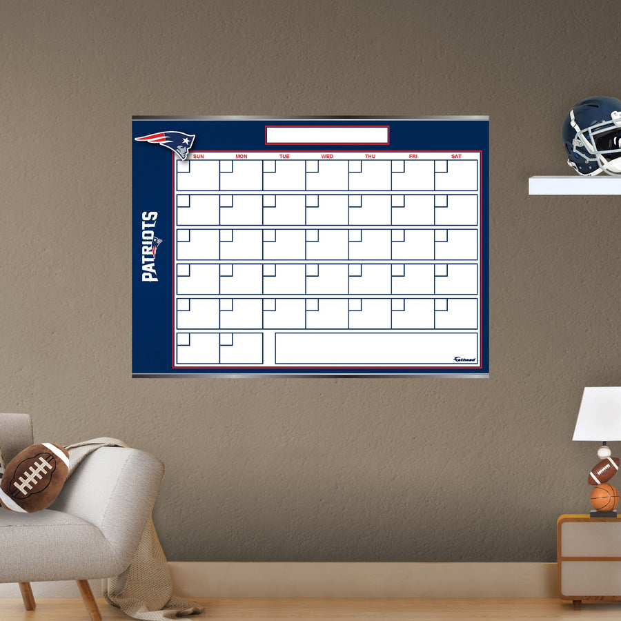 New England Patriots - Dry Erase Calendar - Official NFL - Reusable Vinyl Wall Decal