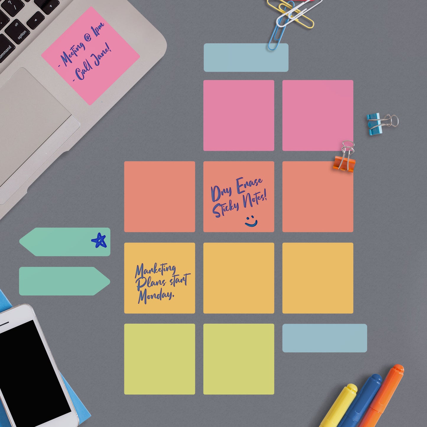 Sticky Notes: Bright - Removable Dry Erase Vinyl Decal