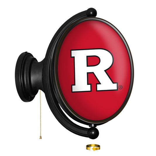 Rutgers Scarlet Knights: Original Oval Rotating Lighted Wall Sign - The Fan-Brand