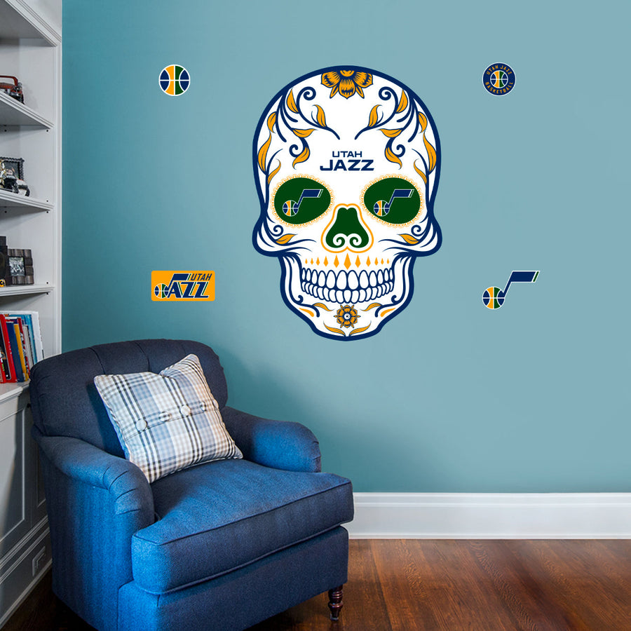 Utah Jazz - RealBig Sugar Skull Collection - Official NBA - Reusable Vinyl Wall Decals