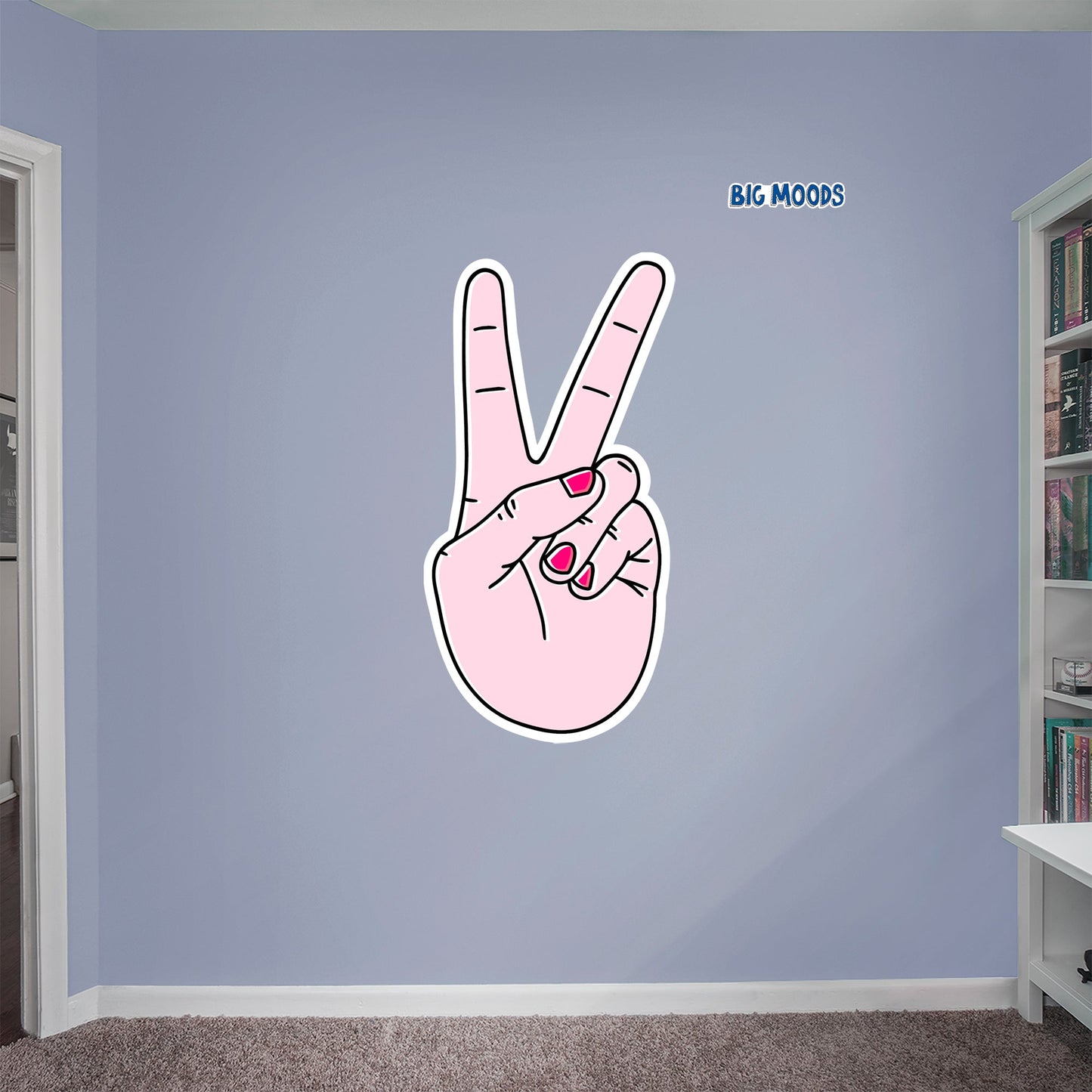 Peace Gesture (Pink)        - Officially Licensed Big Moods Removable     Adhesive Decal