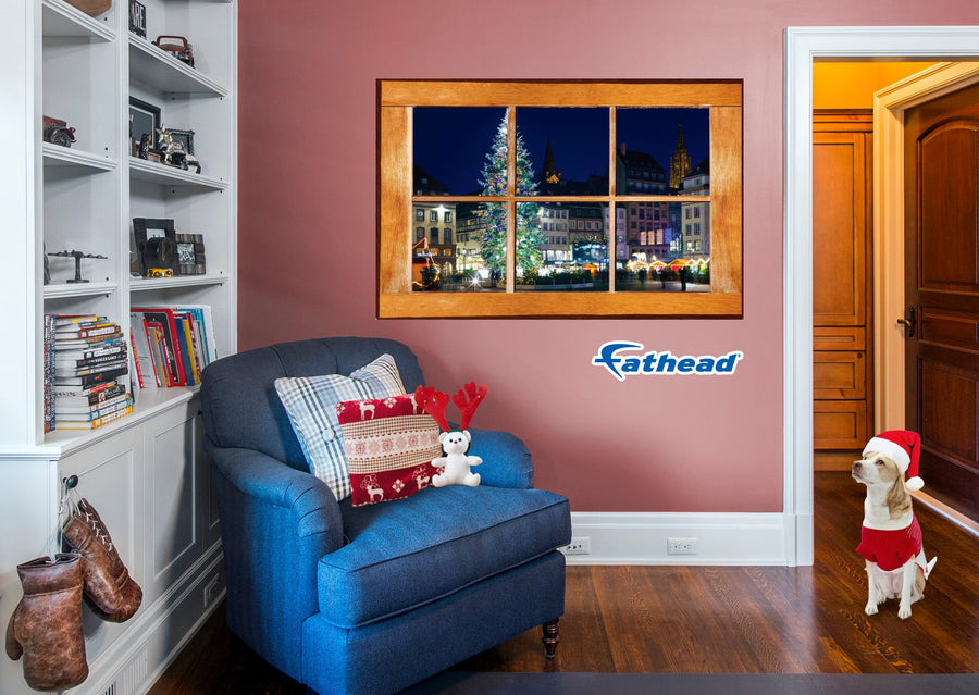 Christmas:  Christmas Market Instant Windows        -   Removable     Adhesive Decal
