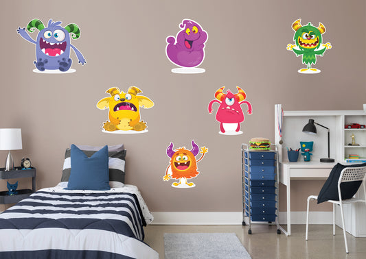 Monster:  Cartoon Monsters Collection        -   Removable Wall   Adhesive Decal