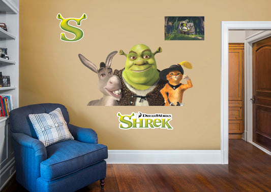 Shrek: Shrek, Donkey, and Puss in Boots RealBig        - Officially Licensed NBC Universal Removable     Adhesive Decal