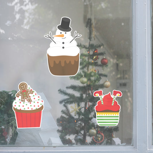 Christmas: Character Muffins Window Clings - Removable Window Static Decal