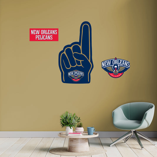 New Orleans Pelicans:    Foam Finger        - Officially Licensed NBA Removable     Adhesive Decal