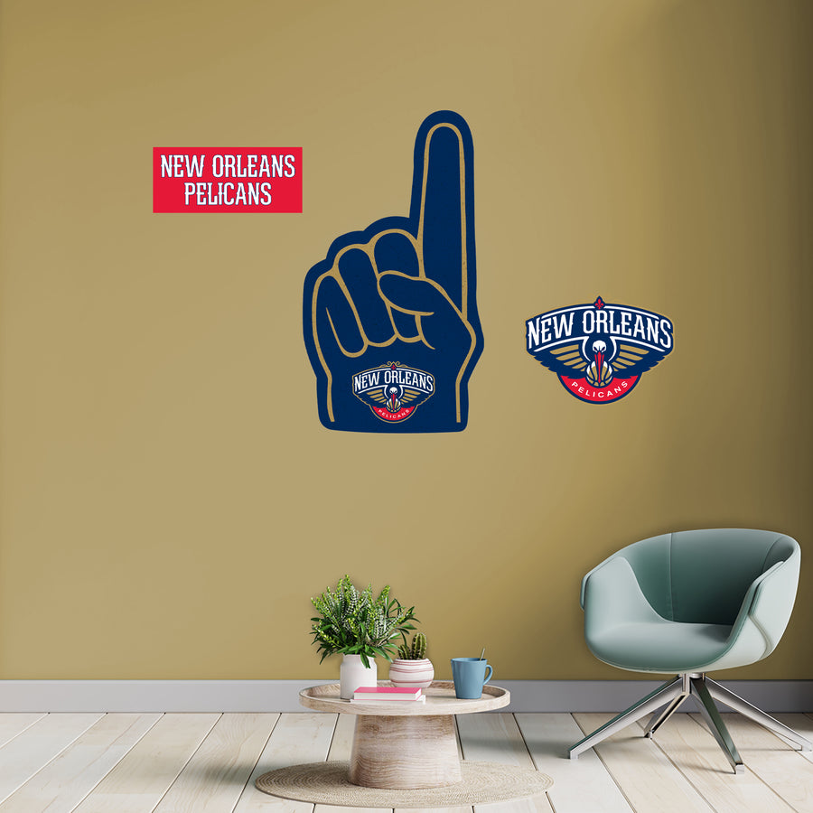New Orleans Pelicans - RealBig Foam Finger Collection - Official NBA - Reusable Vinyl Wall Decals