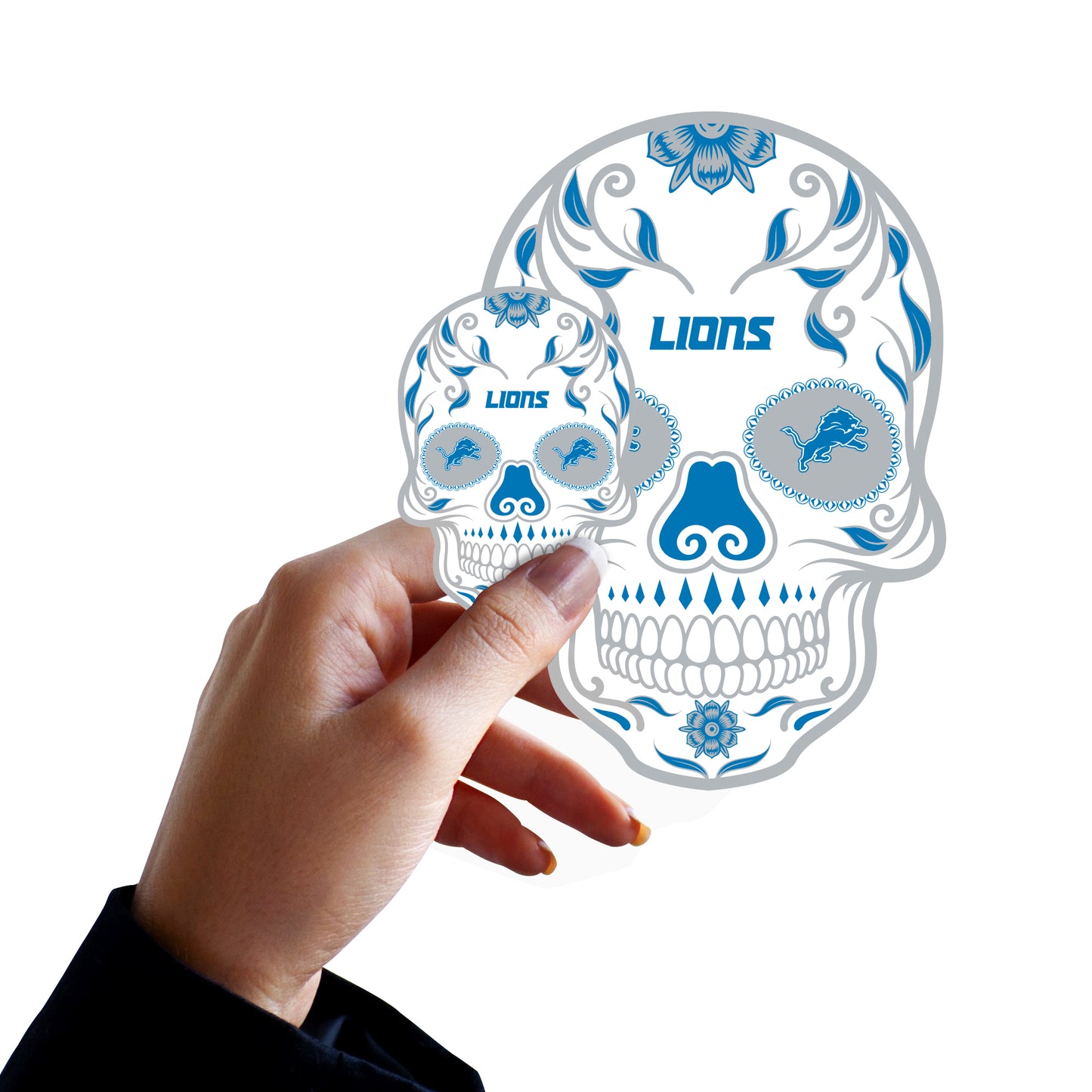 Sheet of 5 -Detroit Lions:  2022 Skull Minis        - Officially Licensed NFL Removable     Adhesive Decal
