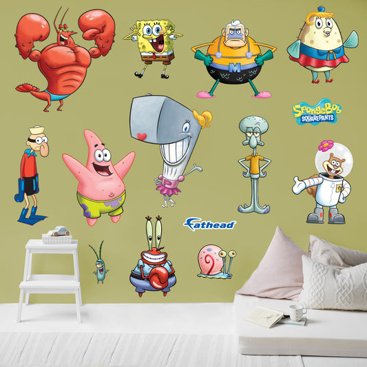 SpongeBob Squarepants:  Characters Collection        - Officially Licensed Nickelodeon Removable     Adhesive Decal