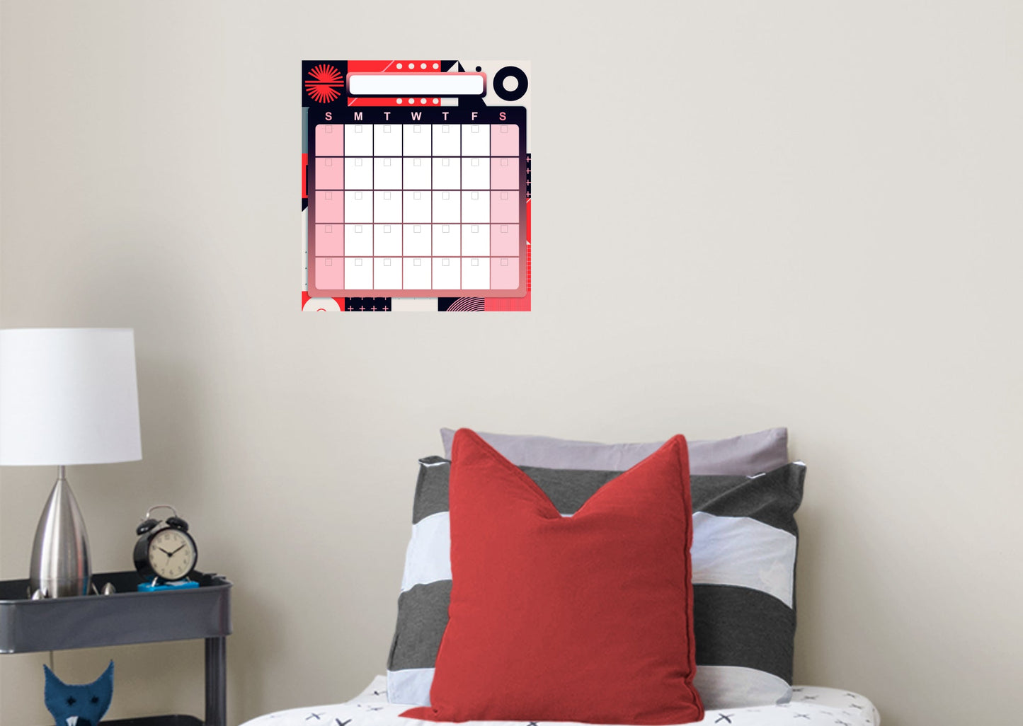 Calendars: Macro Geometric One Month Calendar Dry Erase - Removable Adhesive Decal