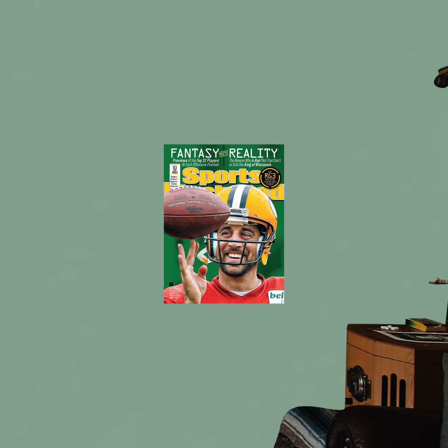 Green Bay Packers: Aaron Rodgers August 2013 Sports Illustrated Cover - Officially Licensed NFL Removable Adhesive Decal
