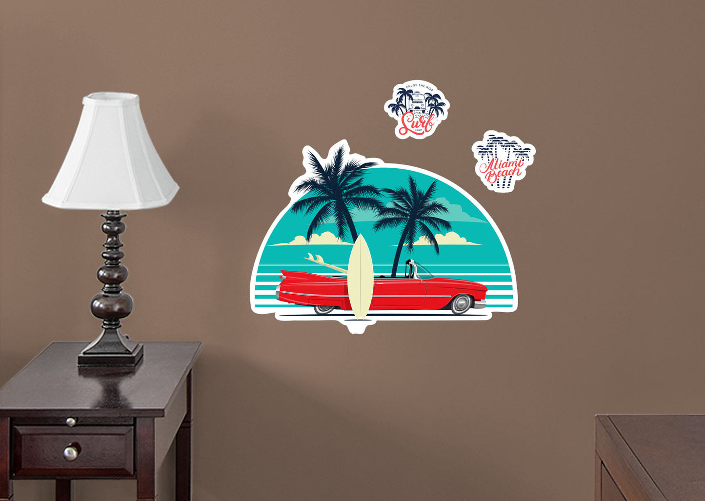 Seasons Decor: Summer Red Car Icon        -   Removable     Adhesive Decal
