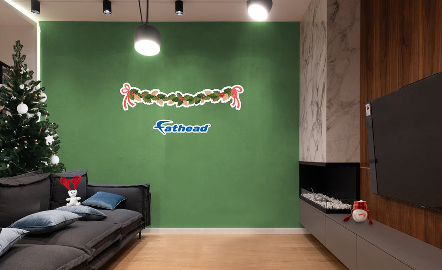 Christmas: Garland with Holly Leaves Icon - Removable Adhesive Decal