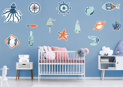 Nursery:  Ocean's Essentials Collection        -   Removable Wall   Adhesive Decal