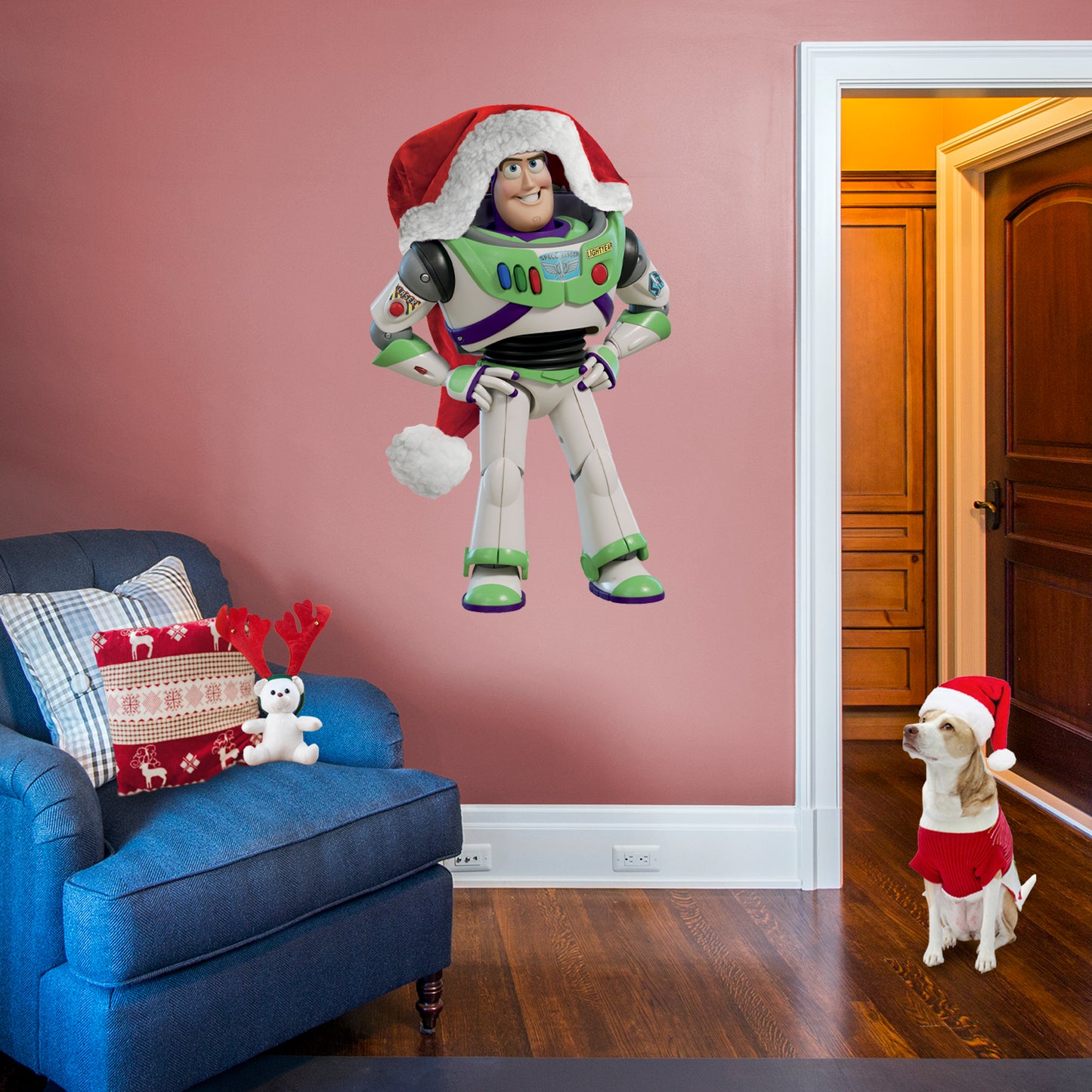 Pixar Holiday: Buzz Lightyear Santa Hat RealBig        - Officially Licensed Disney Removable     Adhesive Decal