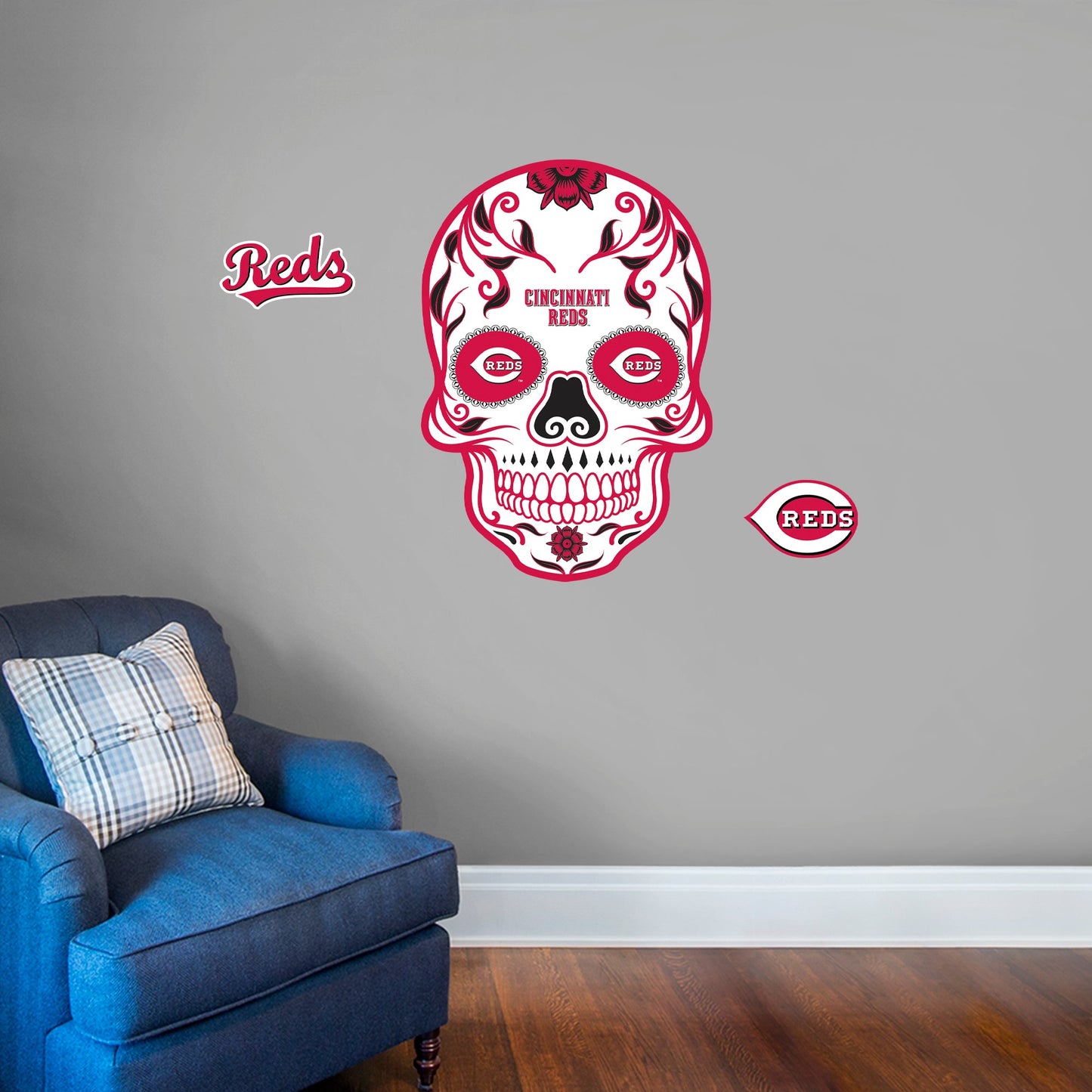 Cincinnati Reds: Skull - Officially Licensed MLB Removable Adhesive Decal